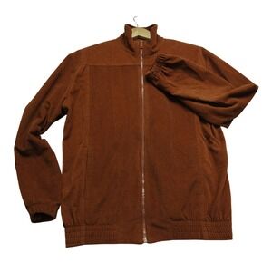 Vintage Teddi Orange Ribbed Corduroy Zip Up Jacket Mock Neck Bomber S Twee Gorp